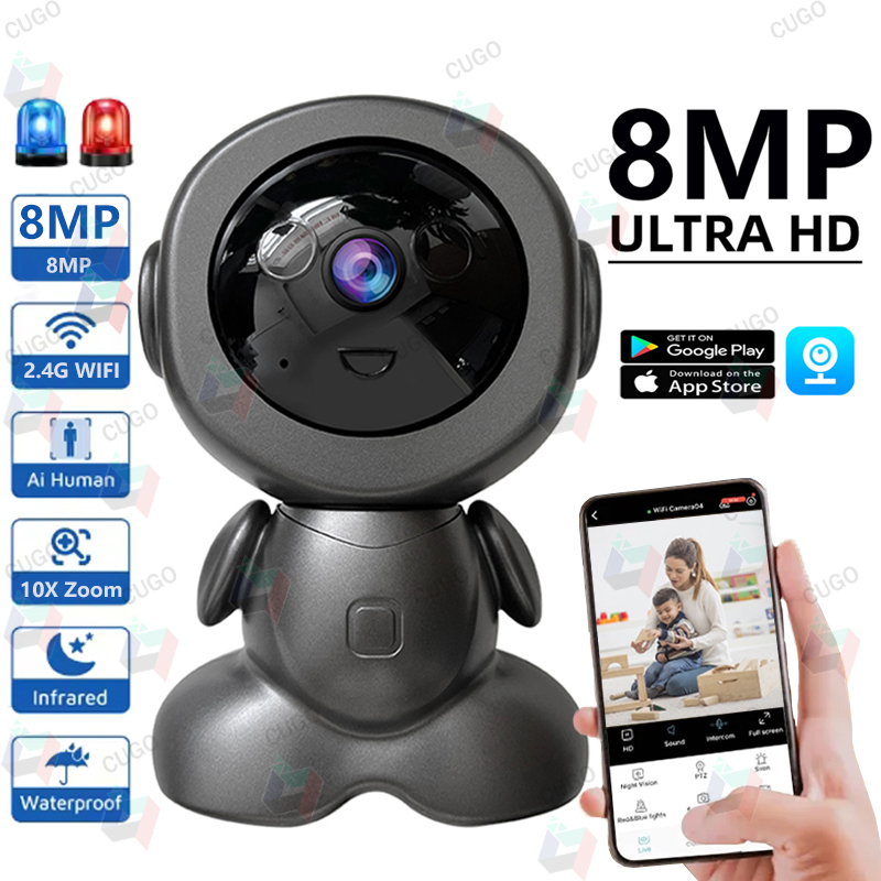 Home Security Robot - Cámara de Vigilancia WiFi de 8MP,