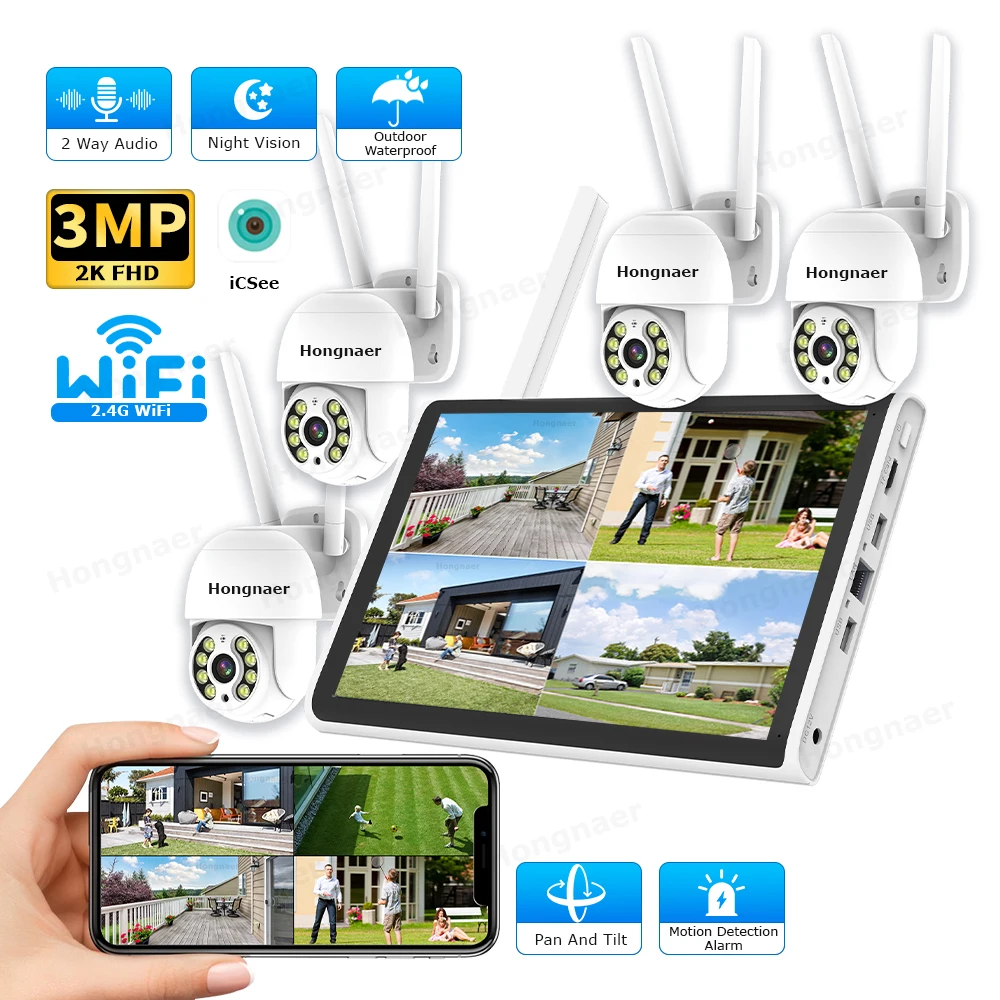 Home Security Systems Wireless - Kit de CCTV Hongnaer 2026, 3MP,