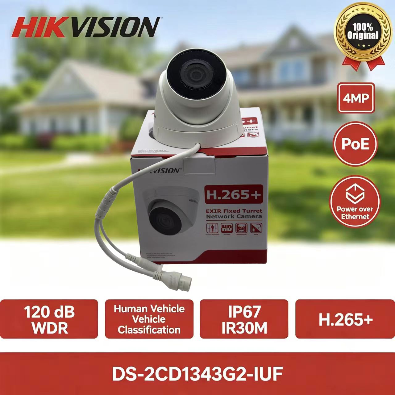 Home Security Hikvision - Cámara IP tipo torreta Hikvision DS-2CD1343G2-IUF