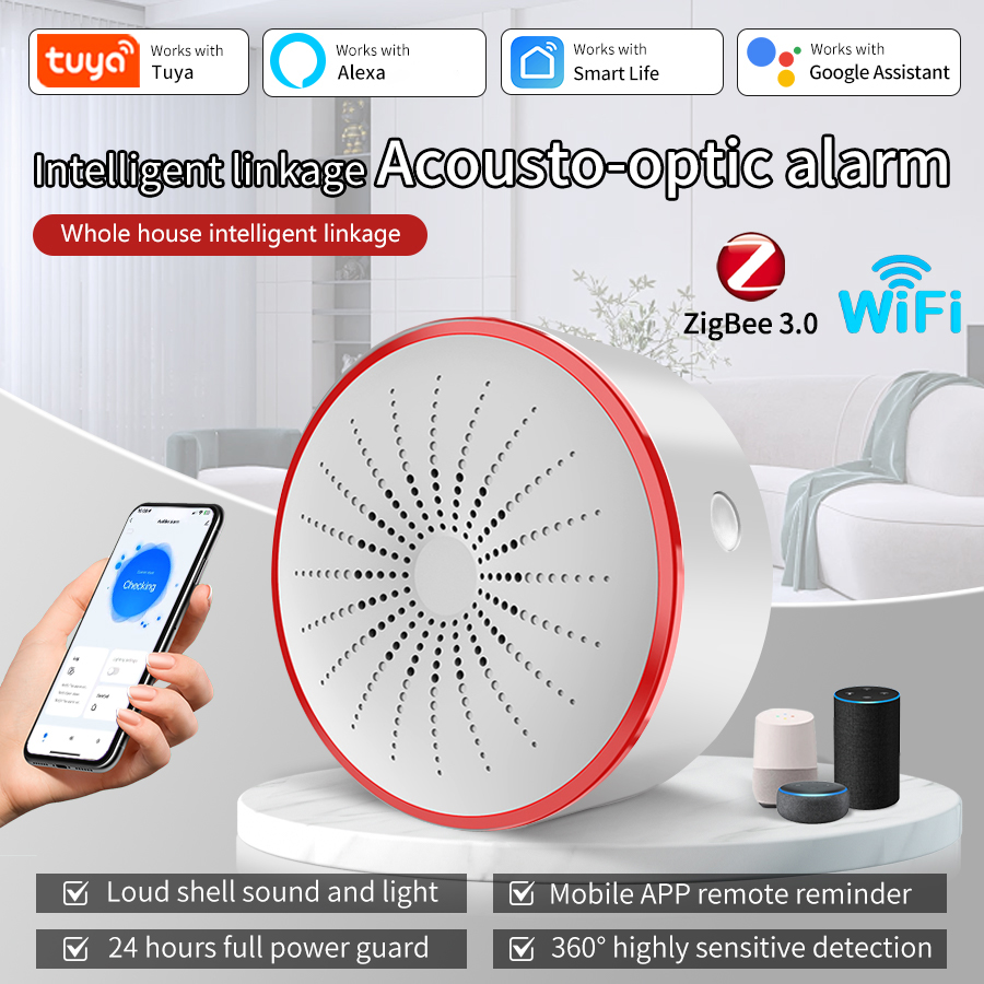 Home Security With Ai - Sirena de Alarma Inteligente Tuya WiFi