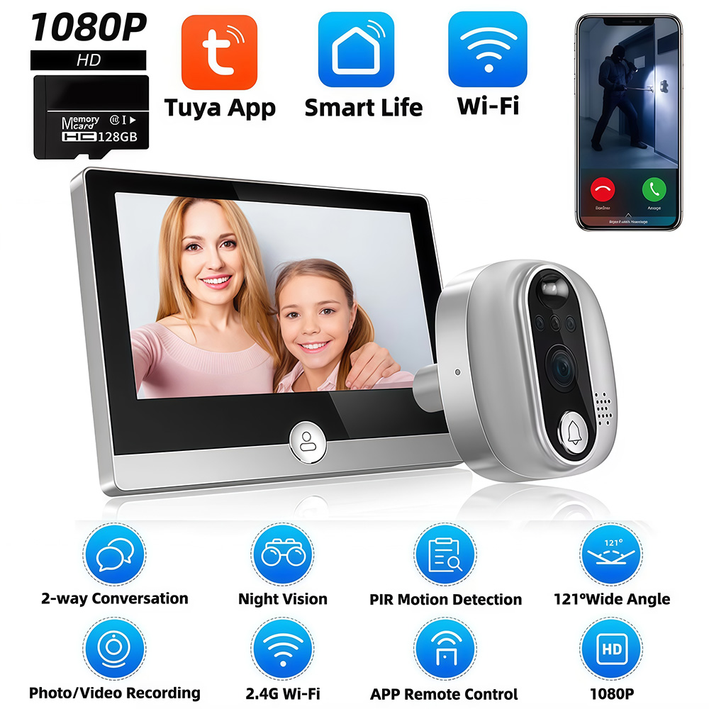 Peephole Camera Viewer - Tuya 1080P WiFi timbre de puerta