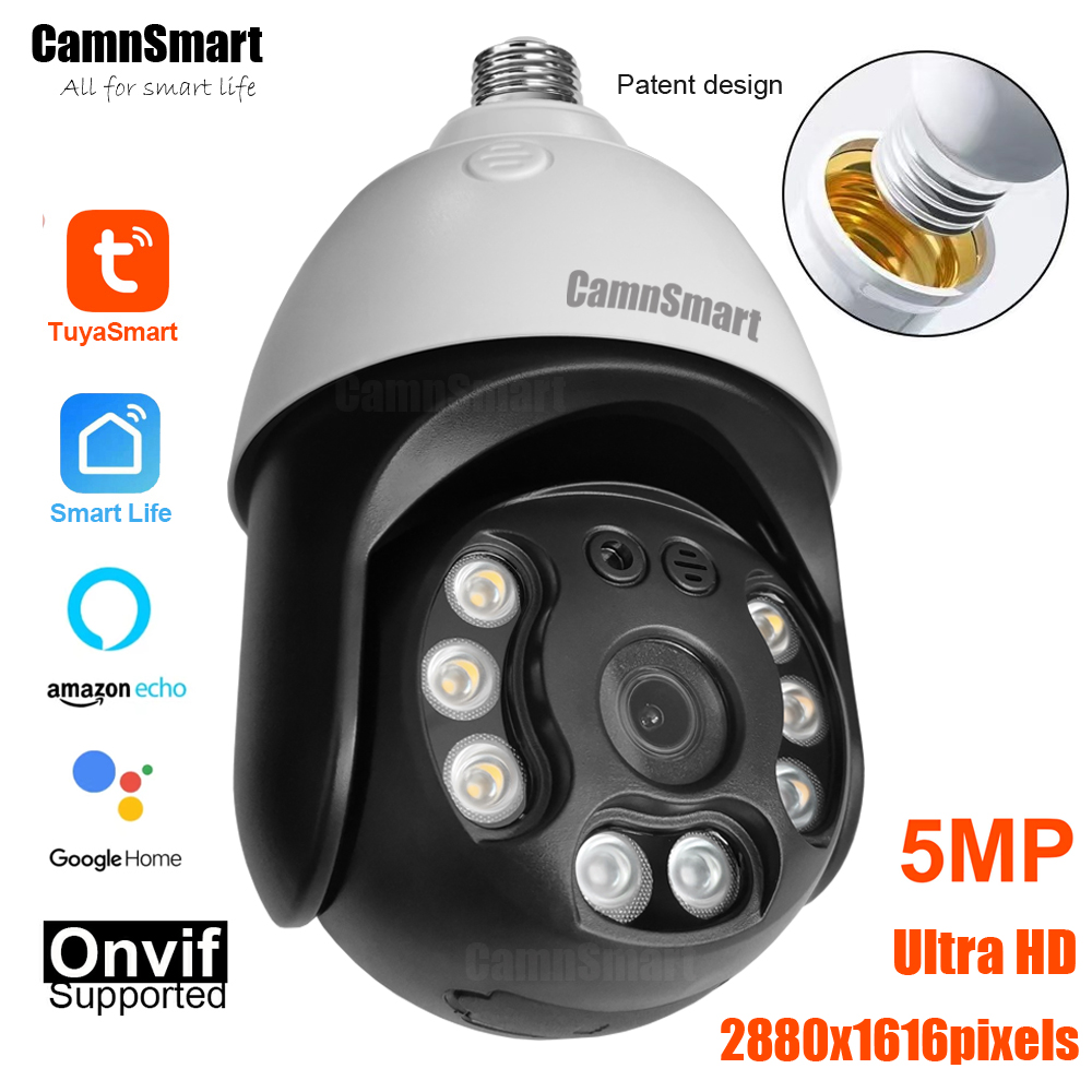 Home Security Google Camera - Camnsmart Tuya 5MP Alexa Wifi bombilla