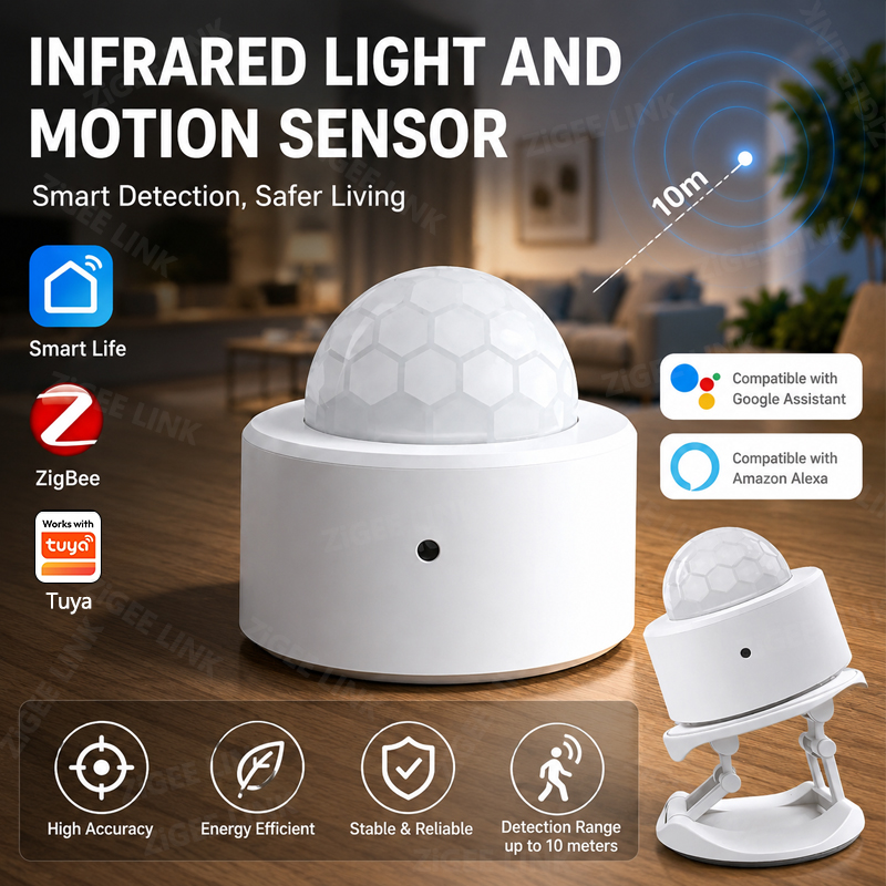 Home Security Systems Wireless - Sensor de movimiento ZigBee 3,0 PIR,