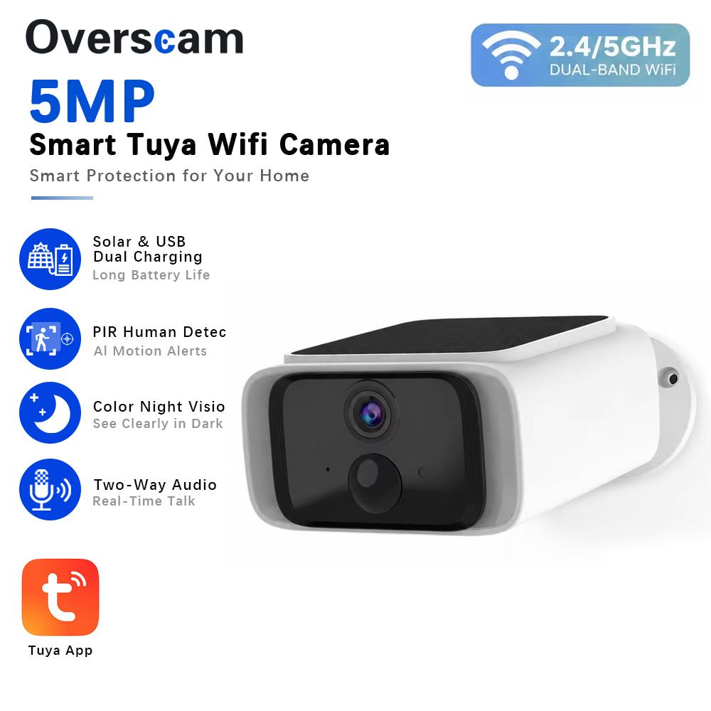 Home Security Systems Wireless - Cámara de seguridad Solar Tuya de