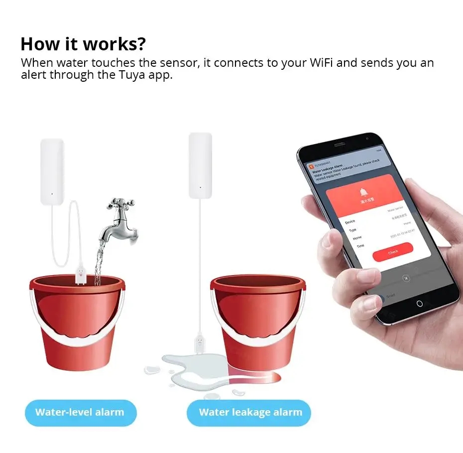Tuya-Sensor inteligente de fug - Home Security With Ai reseña y precio