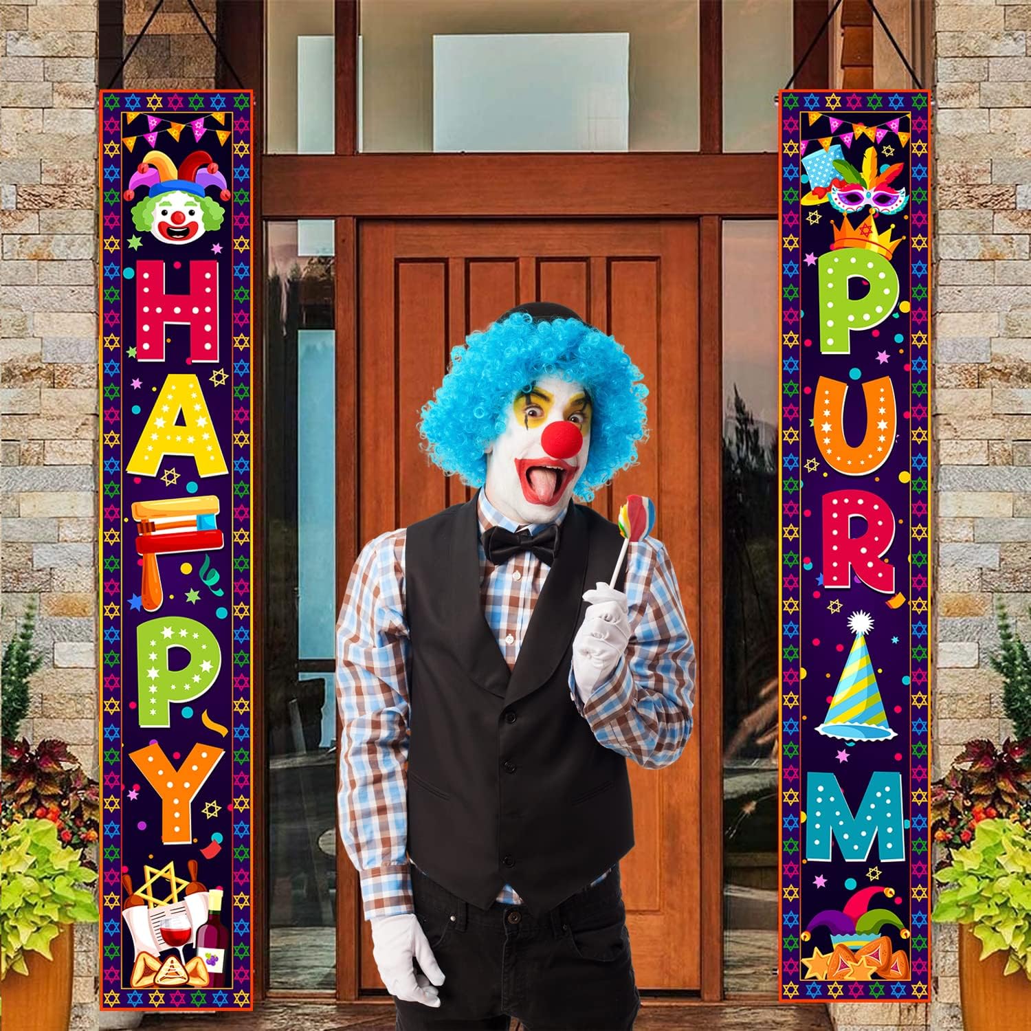 Happy Purim Decoraciones Porch - Home Security Yard Sign reseña y precio